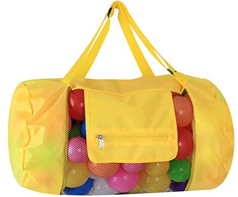 VORCOOL Mesh Tasche Strandtasche Badetasche Sandtasche mit Reißverschluss Faltbar für Kinder Spielzeug Sandspielzeug Wasserspielzeug Badespielzeug (Gelb)