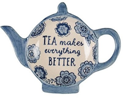 Sass & Belle Blue Floral Tea Lovers Tea Bag Dish