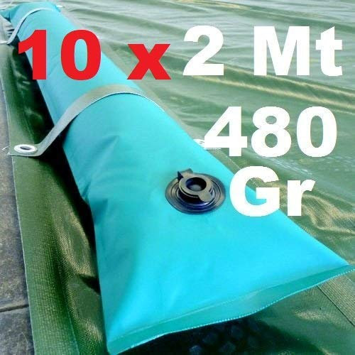 Scp Italy Srl 10 X Tubolari Perimetrali Rinforzati in PVC Verde per Telo di Copertura Invernale per Piscina - Lunghezza MT. 2 da 480 Gr/Mq - RESISTENZA MAGGIORATA - NEW