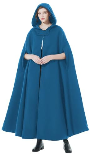 BEAUTELICATE Umhang Damen Mit Kapuze Wollmischung Poncho Hochzeit Braut Winter Voller Hälfte Länge Cape Halloween Kostüm Weihnachten