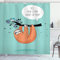 ABAKUHAUS Faultier Duschvorhang, Flirty Sloth Cartoon, Stoffliches Gewebe Badezimmerdekorationsset mit Haken, 175 x 220 cm, Orange Meeresschaum