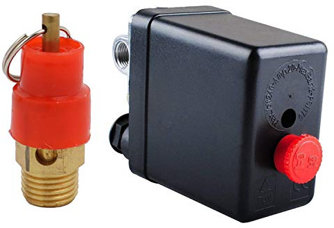 Central Pneumatic Air Compressor Pressure Switch Control Valve With 1/4PT Thread Safety Pressure Relief Valve,Replacement Parts 90-120 PSI 4 Port 240V Air Compressor Pressure