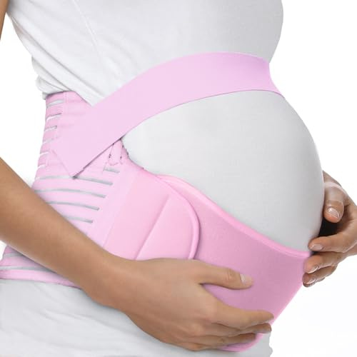 FITTOO Maternity Belt Back Support Belly Band Pregnancy Belt Support Brace Abdominal Binder Waist Support Pink L