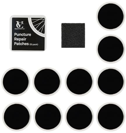 VeloChampion Selbstklebende Fahrradreifen-Reparatur-Patches. Reisegröße für Rennrad- und Mountainbike-Reifen – 10er-Pack, 40er-Pack oder 6er-Pack Reparaturset (10er-Pack)