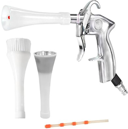 BenBow Druckluft Reinigungspistole Classic - Wirbelwind-Effekt für effiziente Schmutzentfernung im Auto - mit Metall, Bürste Trichter und Silikonschlauch