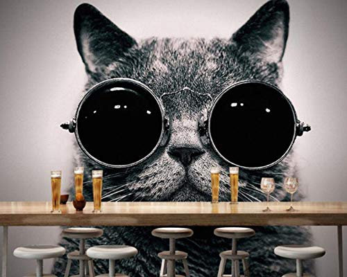 Wandtattoo Wohnzimmer 140X100Cm Katze Im Europäischen Stil Mit Sonnenbrille Fototapete Fototapeten, Wandbild, Motivtapeten, Vlies-Tapeten Flur Dekoration Wohnzimmer Schlafzimmer