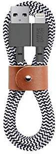 Native Union Belt Cable 1,2 m Negro, Blanco Belt Cable, 1,2 m, Lightning, USB A, Macho, Macho, Negro, Blanco