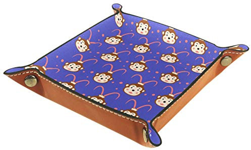 ZORE_FINE5 Faltbare Würfelspiel-Tablett, Leder, quadratisch, für Schmuck, Uhren, Schlüssel, Münzen, Süßigkeiten, 14,5 cm, Affenkopf