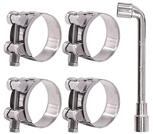 Glarks 4 fascette stringitubo con bullone a T da 44-47 mm, in acciaio inox 304, fascette ad orecchio per servizio pesante, fascette per tubi, fascette per tubazioni regolabili per gamma di