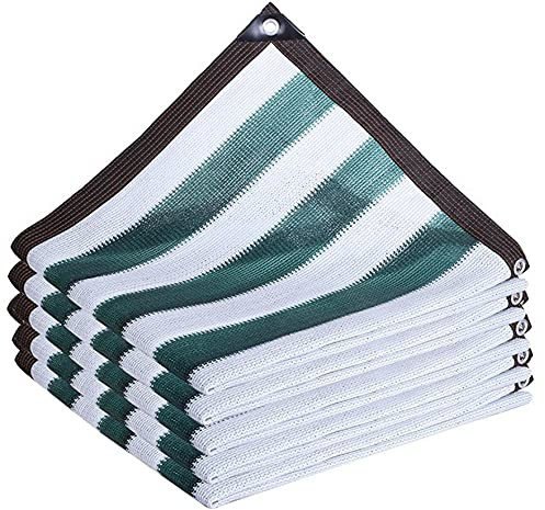Green Stripes Sunscreen Fabric Shade Netting Sun Shelters 85% Sunshade Net Thickened And Encrypted Patio Covering With Holes, Canopy,Pergola Or Gazebo,Breathable Shade Cloth (5mx6m/16.4ftx19.7ft)