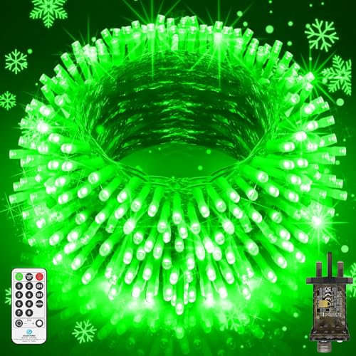 403FT 1000 LED String Lights Outdoor Halloween Fairy Lights Plug in Super Long Christmas Lights with Remote Timer 8 Modes for Outside Garden House Party Holiday Tent Wedding Xmas Tree Decoration-Green