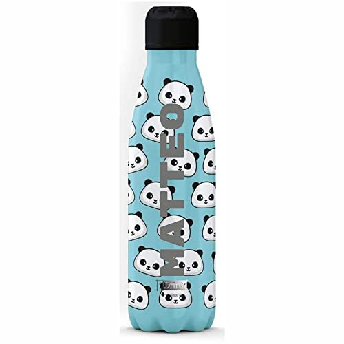 I-Drink Borraccia 750 ml Termica Acciaio Bottles Thermos IDRINK INCISIONE INCLUSA (750 ml) - Personalizzazione con testo a tua scelta (Panda)