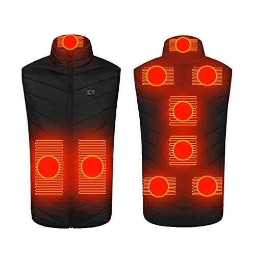 Ayhuang Unisex Heizjacke Plus Size Beheizte Weste für Herren Damen 9 Heizzonen Unisex-Heizung Weste mit 3 Heizstufen Erhältlich Geeignet für die Jagd Outdoor Camping Skifahren Wandern (L, Schwarz)