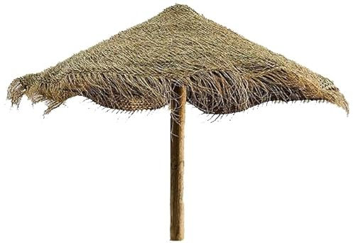 Suinga - Sombrilla de jardin de ESPARTO 2,20 metros, poste 3 m x 10 cm