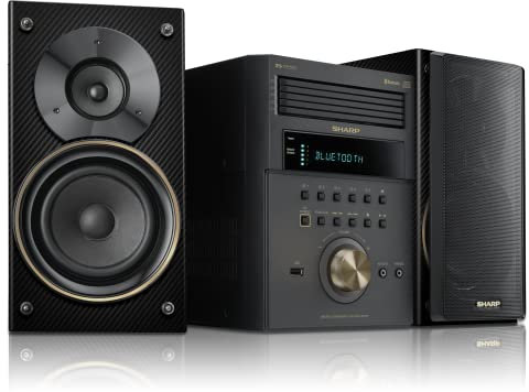 Sharp XL-BH250(GL) Sistema de altavoces ejecutivos de 5 discos con Bluetooth, puerto USB para reproducción de MP3, AM/FM, entrada de audio para reproductores digitales, acabado dorado champán y fibra