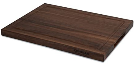CONSDAN Tagliere in noce per cucina, in legno massiccio coltivato negli Stati Uniti, 16 x 12, con manico interno invisibile, prefinito con olio alimentare, adatto per bordi da cucina, spessore 2,5 cm