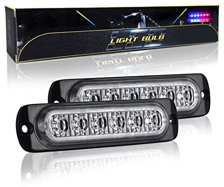 SKYWORLD LED Feux Stroboscopique, 2 pièces Rouge & Bleu Barre D'alarme Stroboscopique d'urgence 6 LED Lampe Flash 12V 24V LED D'urgence Danger Lumière pour Moto construction camion Voiture