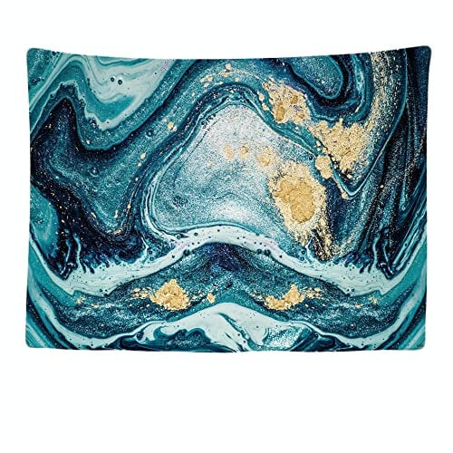 Ulticool - Marmor Art Art Marmor Blau Gold - Wandteppich - 200 x 150 cm - Großer Wandteppich - Poster Dekoration - Leinwand - Malerei - Zubehör Tapestry Vorhang