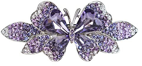 Sankuwen Fermaglio per capelli con strass di cristallo per donna, piccola forcina per capelli con farfalla per mamma (viola)