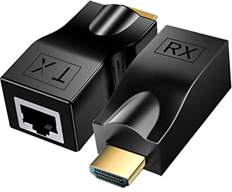 HDMI Extender 4k Adapter Over Cat5e/6 (1pair), HDMI Repeater to RJ45 Ethernet Network Converter, 4k HD 1080p UP to 30m/98ft, for HDTV, Set-top Boxes, DVD, PS4, STB, Black
