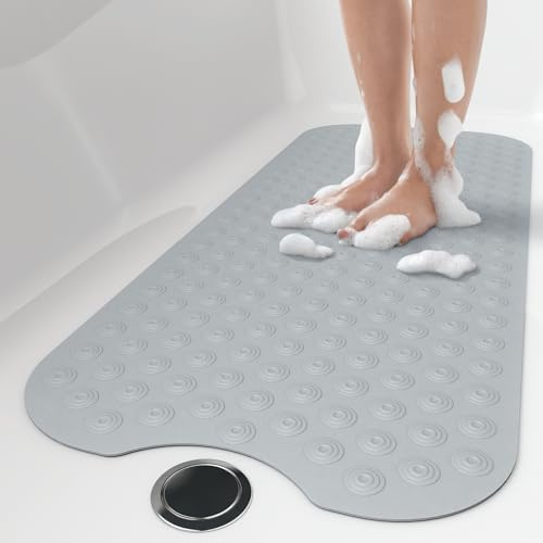 OTHWAY No Suction Cup Bathtub Mat,40x100CM Extra Long Bathmat Perfect for Refinished Bathtub, Soft Rubber Tub mat for The Elderly&Children