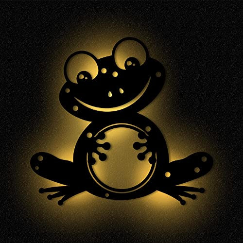 Wandlampe Frosch I Nachtlicht Schlummerlicht Kinderzimmer Kinder Mädchen Junge I MDF Holz Batteriebetrieb