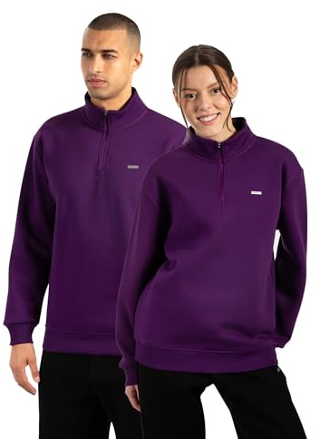 SMILODOX Half Zip Sweatshirt Unisex Jago, Regular Fit Pullover Herren und Damen, weicher Sweatstoff, graviertes Metallabel auf der Brust, hoher Kragen, Langarmshirt für Sport, Streetstyle und Alltag