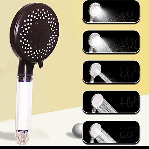Douchette, Pommeau de Douche anti calcaire economie deau, Pommeau de Douche Helice Haute Pression Pivotant à 360 °, Filtre à Trois Niveaux Système de Filtrage avec, (Big 5 hors de l'eau noire)