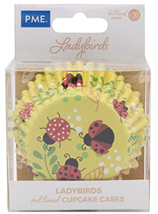 PME Cupcake-Förmchen, Marienkäfer, mit Folie ausgekleidet, Metallic, 30 Stück