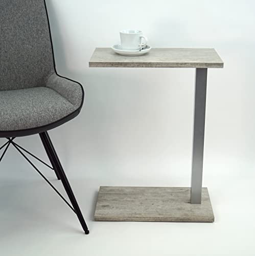 freeroom24 Beistelltisch, Laptoptisch Rebus in Betonoptik, Metall in Silber, 45 x 25cm, Verschiedene Höhen (45 x 25 x Höhe 70cm)