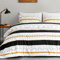 Lekesky Bedding Bettwäsche Set 3 Pcs, Mikrofaser Bettbezug Set 200x200cm + 2 Kissenbezug 80x80cm, Polka Dot Streifen - weiß