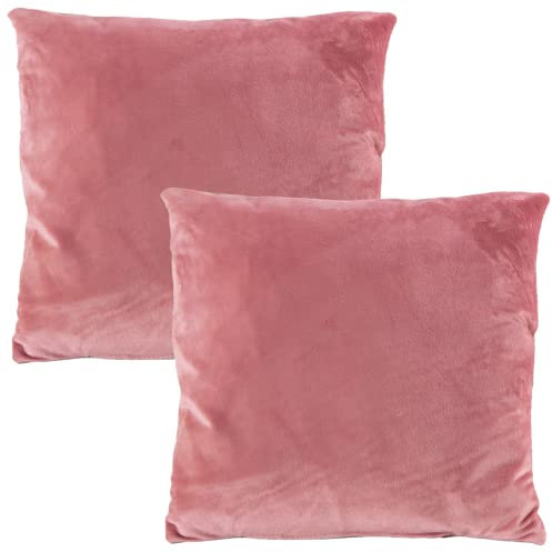 Dalicoco Cojines De Terciopelo Rosa Con Relleno, 2 Unidades para Sofás De Salón Y Decoración Hogar. Fundas 45 X 45 Y Rellenos, Pack 2 para Cama