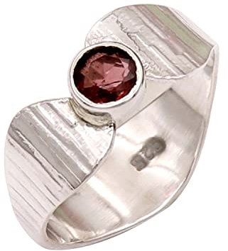 Silberring Granat Edelstein Goyal Exports 925 Sterling Silber Ring Silber Band Ring Solide Alle Größen Männer Frauen Ring Geschenkartikel Erklärung Handgemachter Schmuck SRG113 (48 (15.3))