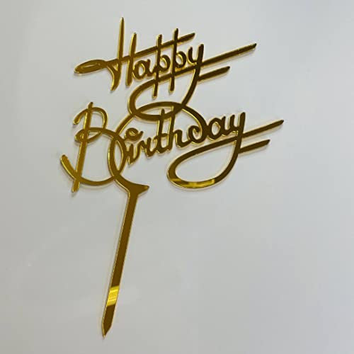 Acrylic Cake Topper Happy Birthday Gold Letters Party Decoration Design Idea