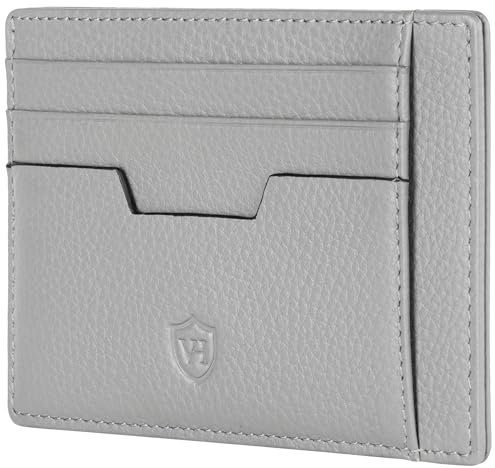 VON HEESEN Echtleder RFID Kartenetui aus Nappa-Leder - 9 Fächer - Querformat Kreditkartenetui für Damen & Herren (Grau)