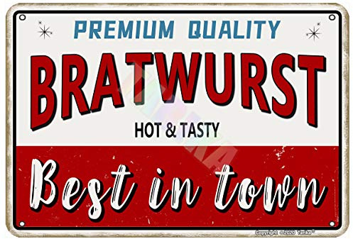 Hochwertiges Bratwurst für Zuhause, Küche, Geschäft, Club, Cafés, Bars, Kneipen, Metall, Vintage-Blechschild, Wanddekoration, 30,5 x 20,3 cm