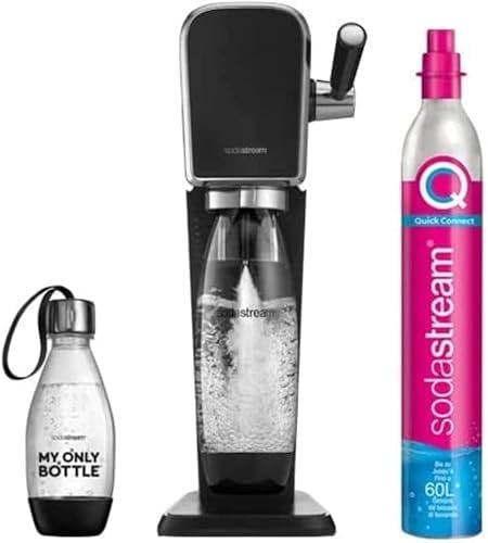 Sodastream Art Nero, Gasatore d'Acqua per Trasformare l'Acqua in Acqua Frizzante, Incluso Cilindro Contente Co2, 1 Bottiglia da un Litro, 1 bottiglia da 0,5 L