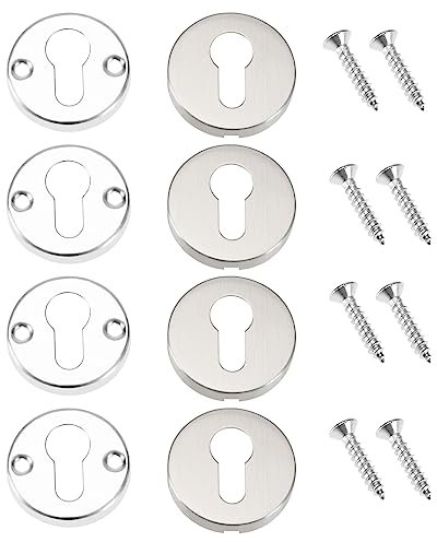 eMagTech 4 Sets Verdeckte Schlüssellochabdeckung Türschlüsselabdeckung Edelstahl Rosette Möbelverbinder Türzubehör für Schränke Schubladen, 53 Mm, Silber