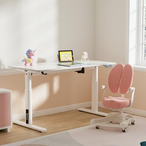 pro.tec Höhenverstellbarer Kinderschreibtisch Ringe 120 x 60 cm Computertisch für Kinder Weiß Schülerschreibtisch