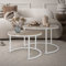 ML-Design Couchtisch 2er Set rund Ø59x40 cm / Ø74x48 cm, MDF-Platte Sonoma-Eiche, Metallrahmen Weiß, Beistelltisch-Set, Satztische in 2 Größen, 2 teilig Wohnzimmertische, Sofatische Kaffeetische Set