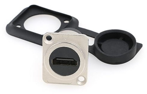 SZRMCC HDMI-Koppler, HDMI D-Typ, Durchgang, Panel-Mount-Stecker, Buchse auf Buchse, wetterfest, Staubkappe, Verlängerungsadapter für Wandsteckdose, Signalempfänger (quadratisch, 1 Stück, Gold)