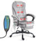 Blisswood 8 Point Massage Office Chair For Home Office,Executive Office Chair With Footrest 130° Reclining Computer Desk Chairs Adjustable Height 360° Swivel Recliner Chair (Velvet Grey)
