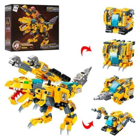 QMAN 41223 - Würfelbaustein-Set Kaiser-Dinosaurier - Kreatives Bauset für Kinder ab 6 Jahren, Tragbares Design, Kompatibel mit Anderen Marken
