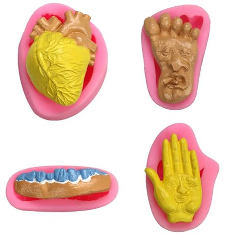 HIRAIDAI Silikon Fondant Form 4Er-Pack Halloween-Ostern-Palmen- Und Sohlen-Silikonform Für Fondant-Dekoration