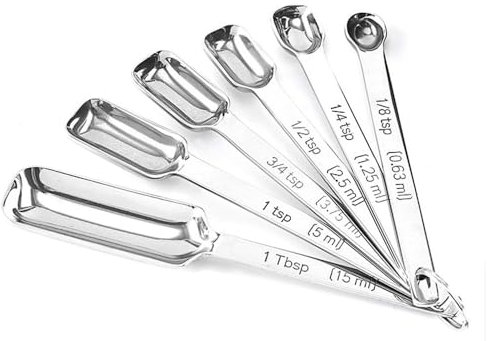 Measuring Spoon Set, 6 Pcs Stainless Steel Stackable Measuring Spoons with Etched Markings, Kitchen Utensils Measuring Tools for Baking, Liquid and Solid