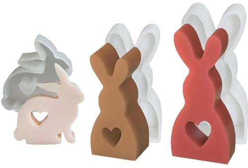 3 Stück Silikonform Ostern,3D hase Gießform, Osterhase Silikonform für Gips, Silikonformen Ostern Kaninchen, Gießformen für Sojawachs Kerzen, Ostergeschenke Basteln