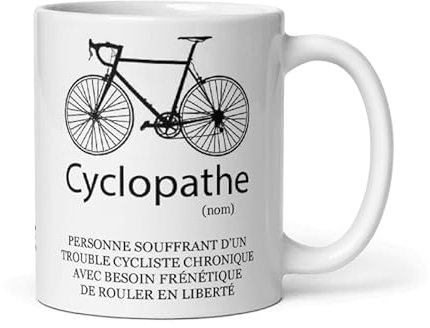 L'Esprit Des Anges Tasse-Mug Cycliste Humour Cyclopathe Maniaque du Vélo - Idée Cadeau Personnalisé Original Papa Anniversaire Parrain