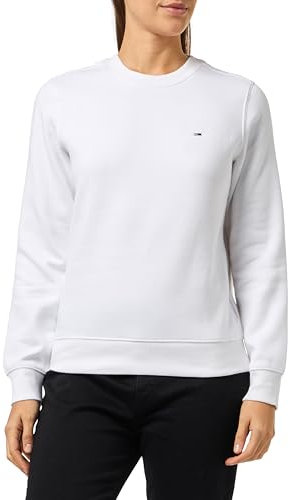Tommy Jeans Damen Pullover Crew Neck Rundhalsausschnitt, Weiß (White), XS