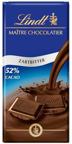 Lindt Chocolate Negro, 52% Cacao, chocolate Lindt, cremoso, tableta 100 g
