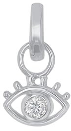 Amor Charm 925 Sterling Silber Damen Charms, mit Zirkonia synth., 1,6 cm, Weiß, Auge, Kommt in Schmuck Geschenk Box, 2038471